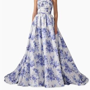 Carolina Herrera Cabana Floral Strapless Ball Gown